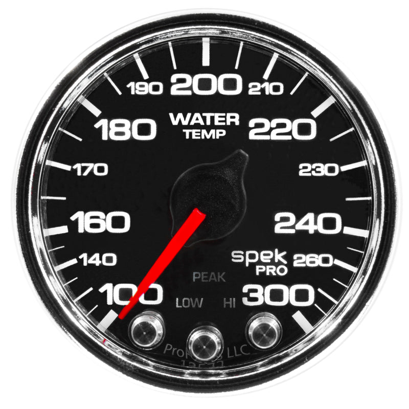 Autometer Spek-Pro Gauge Water Temp 2 1/16in 300f Stepper Motor W/Peak & Warn Blk/Chrm-thumbmail-1