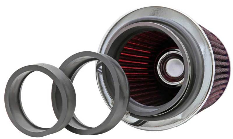 K&N Universal Air Filter Chrome Round Tapered Red - 4in Flange ID x 1.125in Flange Length x 5.5in H-thumbmail-7