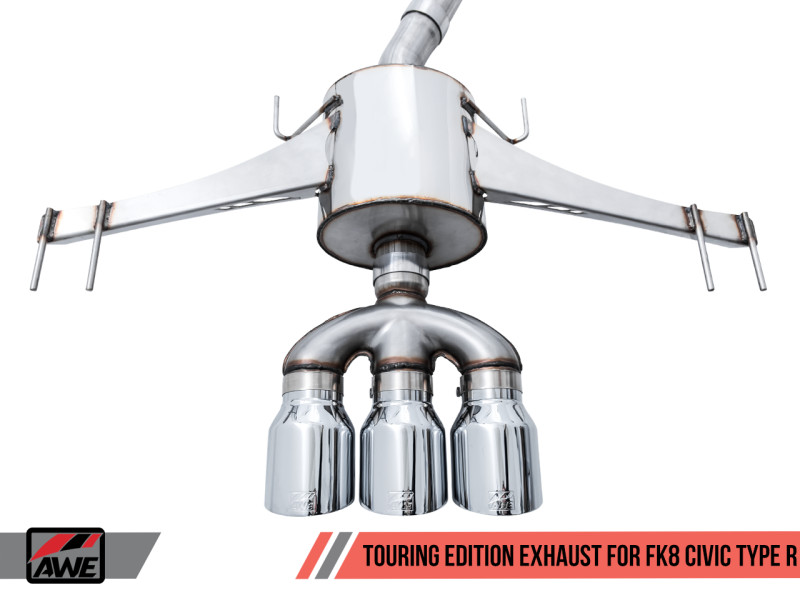AWE Tuning 2017+ Honda Civic Type R Touring Edition Exhaust w/Front & Mid Pipes - Chrome Silver Tips-thumbmail-3