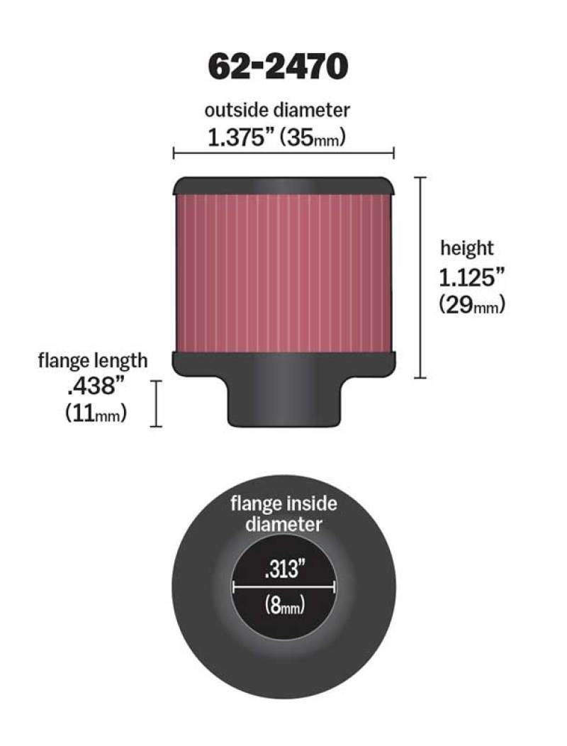 K&N .315/.431 Flange 1 3/8 inch OD 1.5 inch H Clamp On Crankcase Vent Filter-thumbmail-8