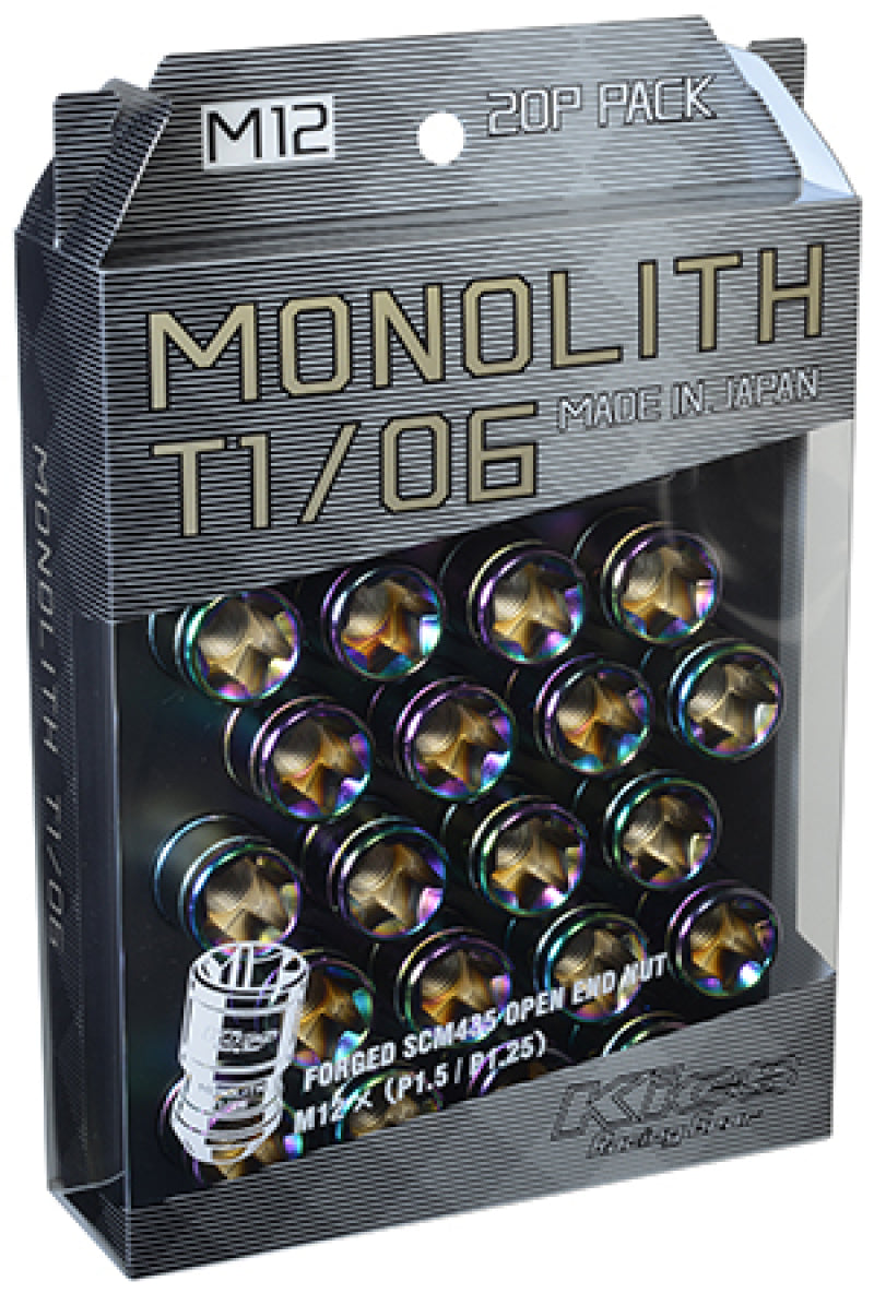 Project Kics 12 x 1.5 Neochrome T1/06 Monolith Lug Nuts - 20 Pcs-thumbmail-1