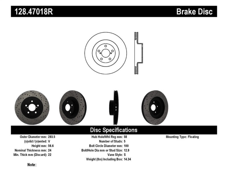 StopTech 02-10 WRX Drilled Right Front Rotor-thumbmail-2