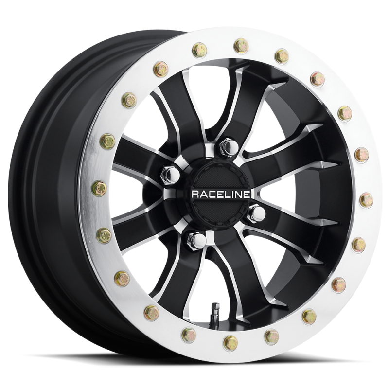 Raceline A71 Mamba 14x7in/4x156 BP/5mm Offset/132.5mm Bore - Black & Machined Ring Beadlock Wheel-thumbmail-1