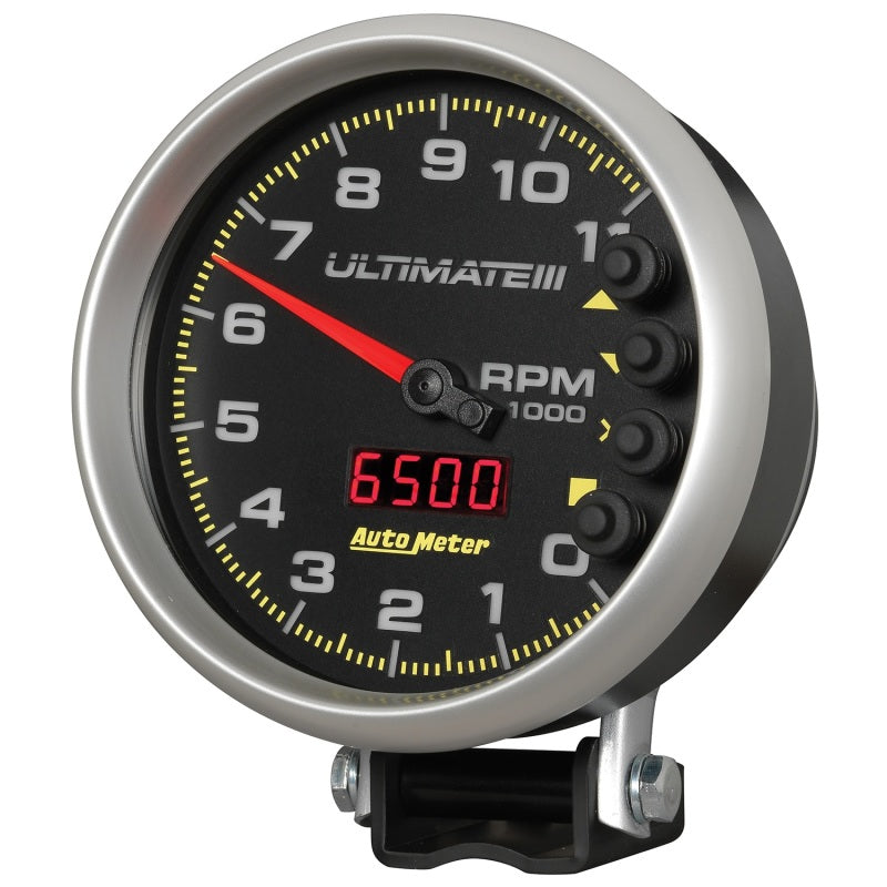 AutoMeter Gauge Tach 5in. 11K RPM Pedestal Datalogging Ultimate IIi Playback Black-thumbmail-2