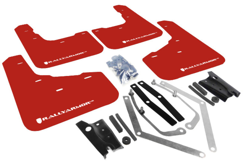 Rally Armor 13-19 USDM Ford Fiesta ST Red UR Mud Flap w/ White Logo-thumbmail-1