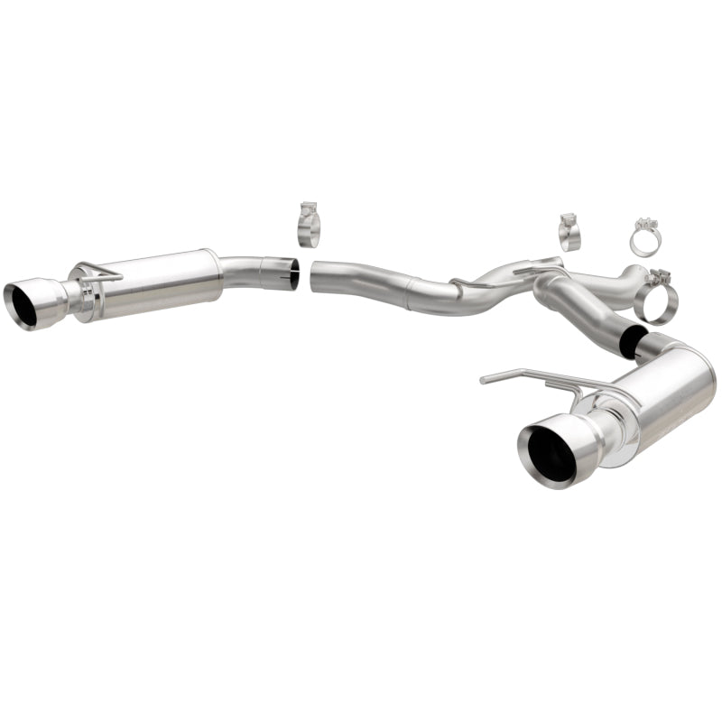 MagnaFlow Axle Back, SS, 3in, Competition, Dual Split Polished 4.5in Tip 2015 Ford Mustang GT V8 5.0-thumbmail-2