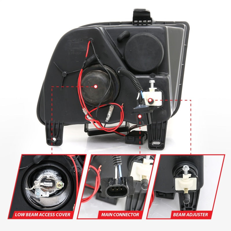 ANZO 2005-2009 Ford Mustang Projector Headlights w/ Halo Black-thumbmail-5