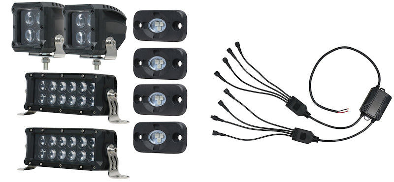 Hella Value Fit Kit 8in Light Bars - 8x Converter - Cube Lights x 2 - Rocker Lights x 4-thumbmail-1