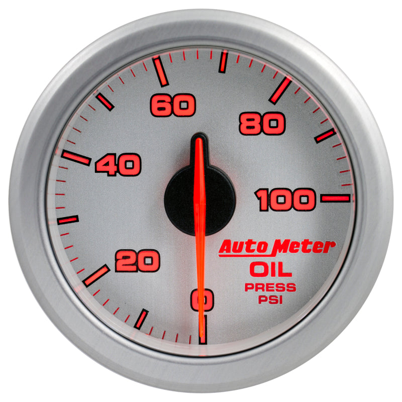 Autometer Airdrive 2-1/6in Oil Pressure Gauge 0-100 PSI - Silver-thumbmail-2