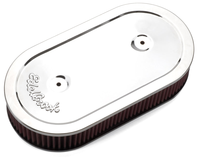 Edelbrock Air Cleaner Pro-Flo Series Oval Steel Top Cloth Element 13 5In X 7In X 3 5In Chrome-thumbmail-5
