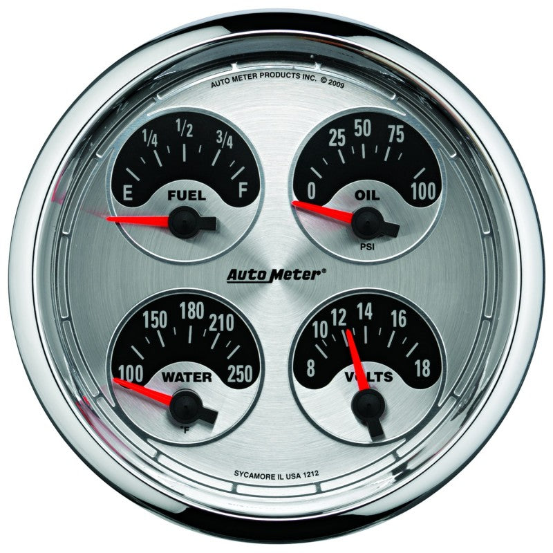 Autometer American Muscle SSE 100PSI/100-250 Deg F/8-18 Volt Oil Press/Water Temp/Volt/Fuel Gauge-thumbmail-1