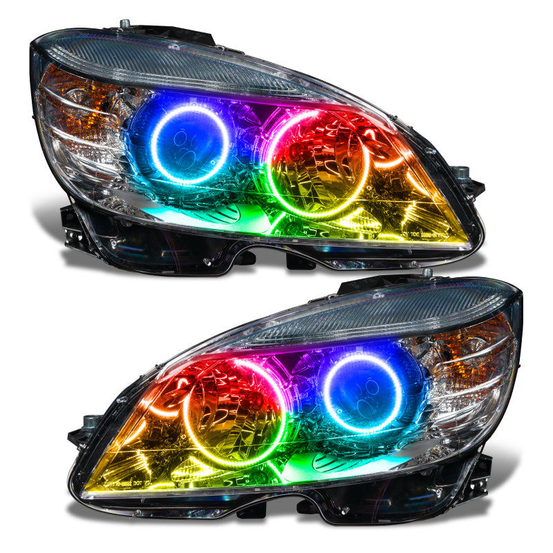Oracle 08-11 Mercedes Benz C-Class Pre-Assembled Headlights Chrome Housing ColorSHIFT w/o Controller-thumbmail-4