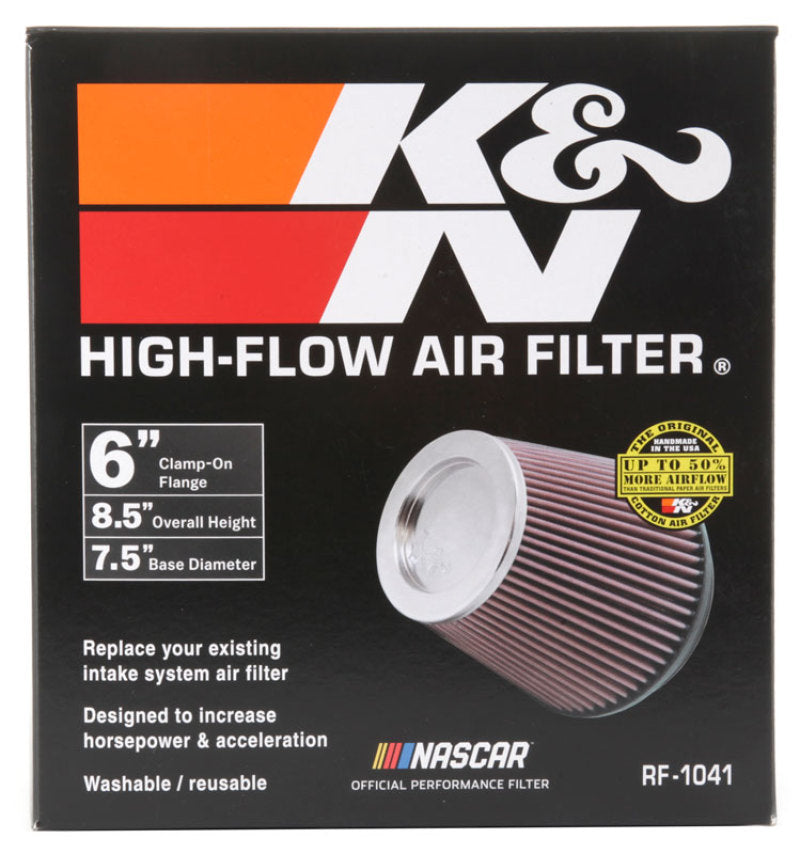 K&N Round Tapered Universal Air Filter 6 inch Flange 7 1/2 inch Base 5 inch Top 7 1/2 inch Height-thumbmail-8