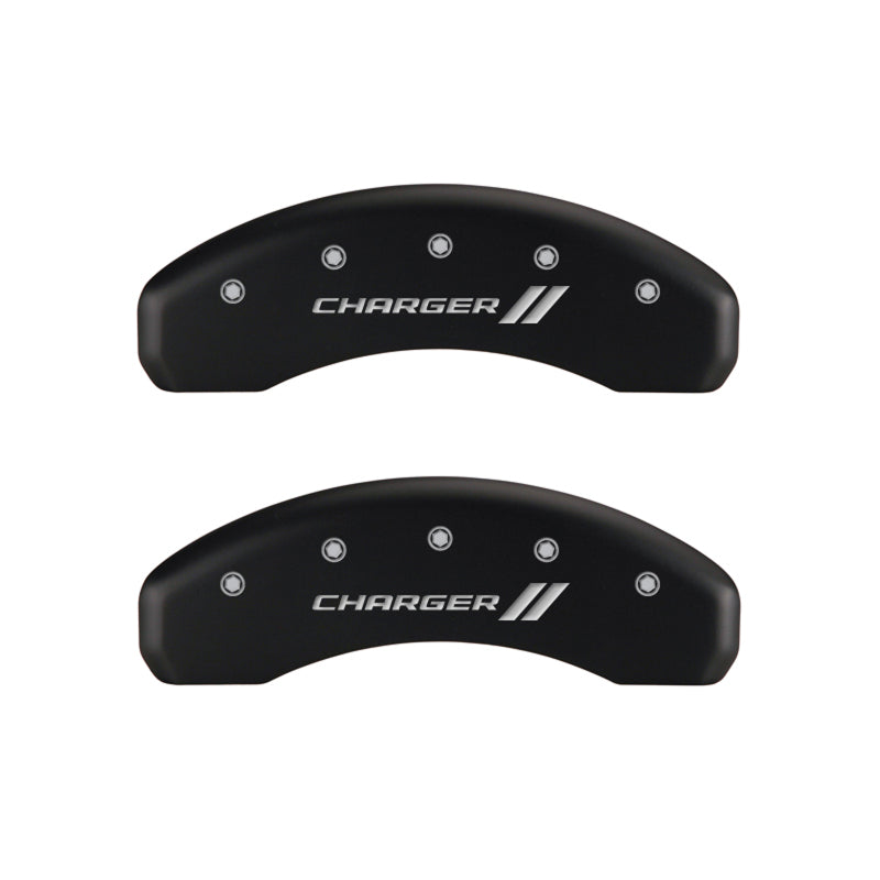 MGP 4 Caliper Covers Engraved Front & Rear With stripes/Charger Red finish silver ch-thumbmail-4
