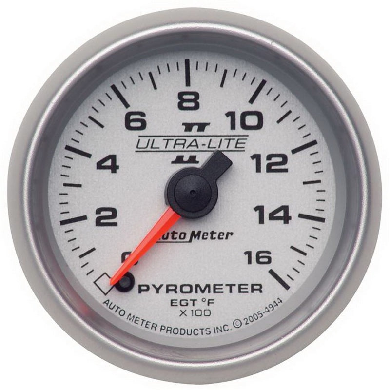 Autometer Ultra-Lite II 52mm 0-1600 Deg F Full Sweep Electric Pyrometer (EGT) Gauge-thumbmail-1