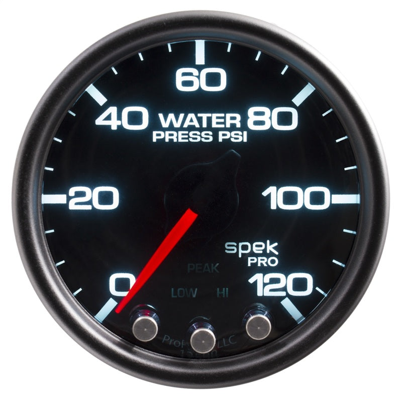 Autometer Spek-Pro Gauge Water Press 2 1/16in 120psi Stepper Motor W/Peak & Warn Blk/Smoke/Blk-thumbmail-2