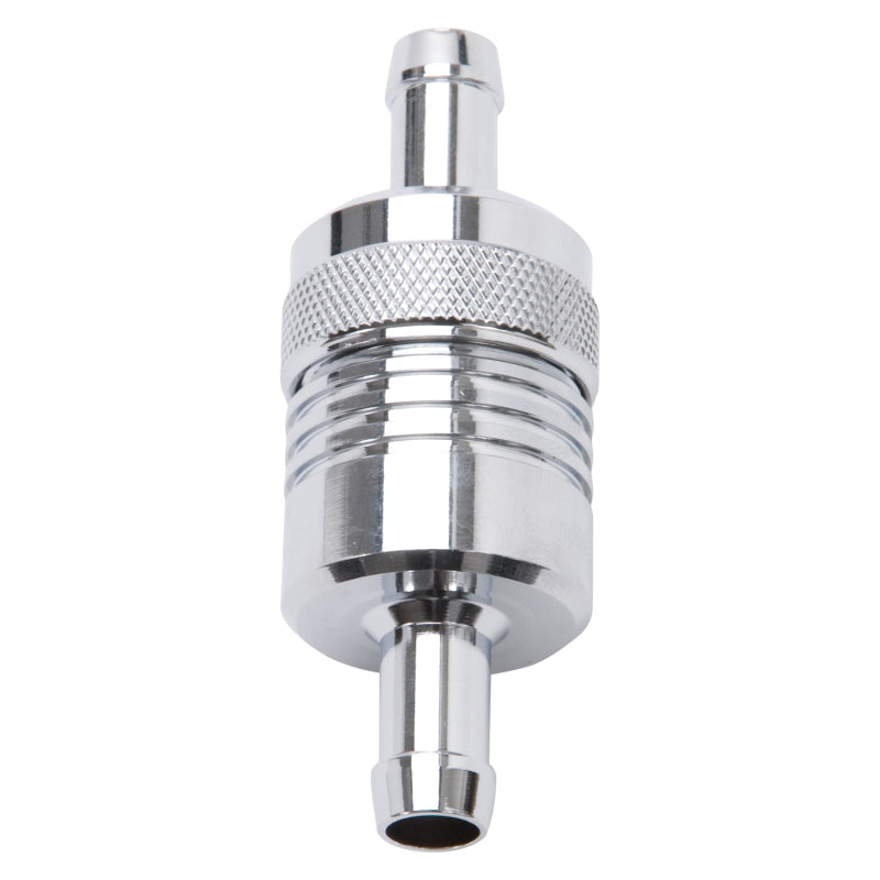 Edelbrock Fuel Filter Aluminum 3In X 01/ 1/8In 3/8In Inlet/Outlet Chrome-thumbmail-1