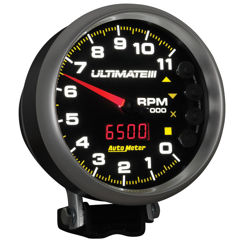 AutoMeter Gauge Tach 5in. 11K RPM Pedestal Datalogging Ultimate IIi Playback Black-thumbmail-3