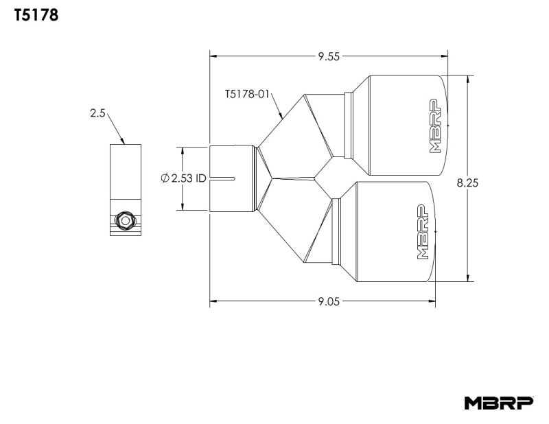 MBRP Universal T304 SS Dual Tip 4in OD/2.5in Inlet-thumbmail-5