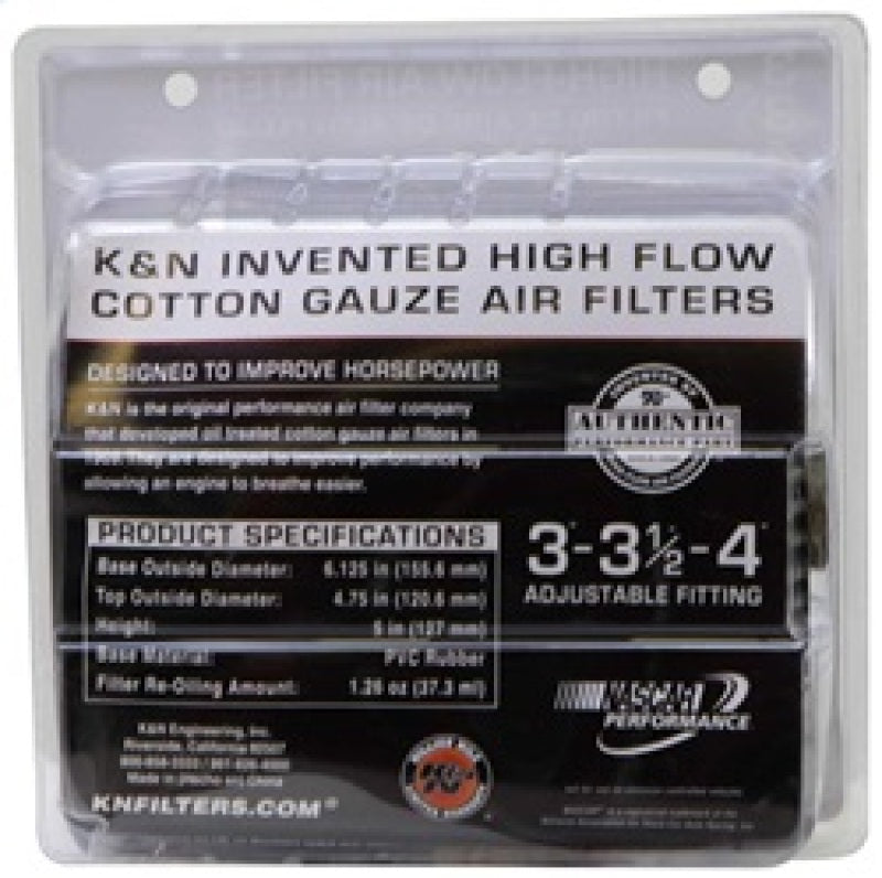 K&N Universal Filter Chrome Round Tapered White - 4in Flange ID x 1.125in Flange Length x 5.5in H-thumbmail-4