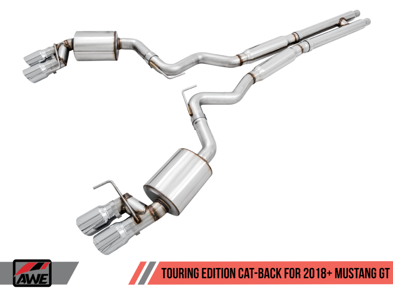 AWE Tuning 2018+ Ford Mustang GT (S550) Cat-back Exhaust - Touring Edition (Quad Diamond Black Tips)-thumbmail-3
