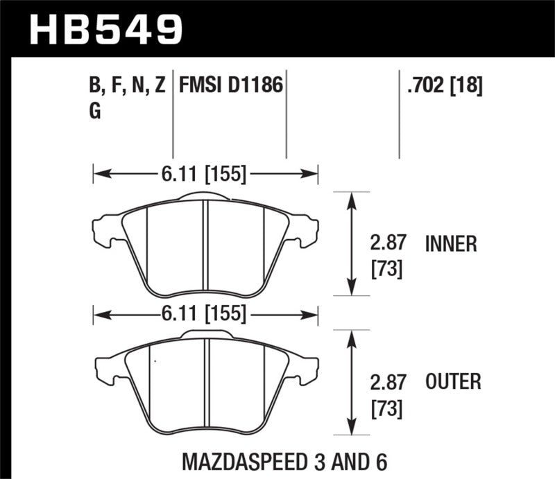 Hawk 07-08 Mazdaspeed3/06-07 Mazdaspeed6 HP+ Street Front Brake Pads-thumbmail-1