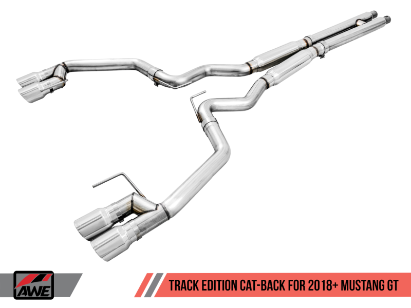 AWE Tuning 2018+ Ford Mustang GT (S550) Cat-back Exhaust - Track Edition (Quad Chrome Silver Tips)-thumbmail-2
