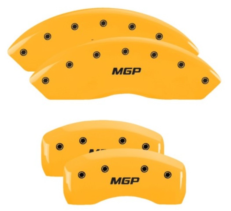 MGP 4 Caliper Covers Engraved Front & Rear MGP Yellow Finish Black Char 2010 Infiniti G37-thumbmail-2