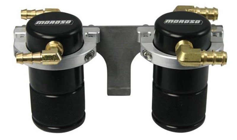 Moroso 08-14 Subaru STi (w/Front Mount Intercooler) Air/Oil Separator Catch Can - Billet Alum -Black-thumbmail-1