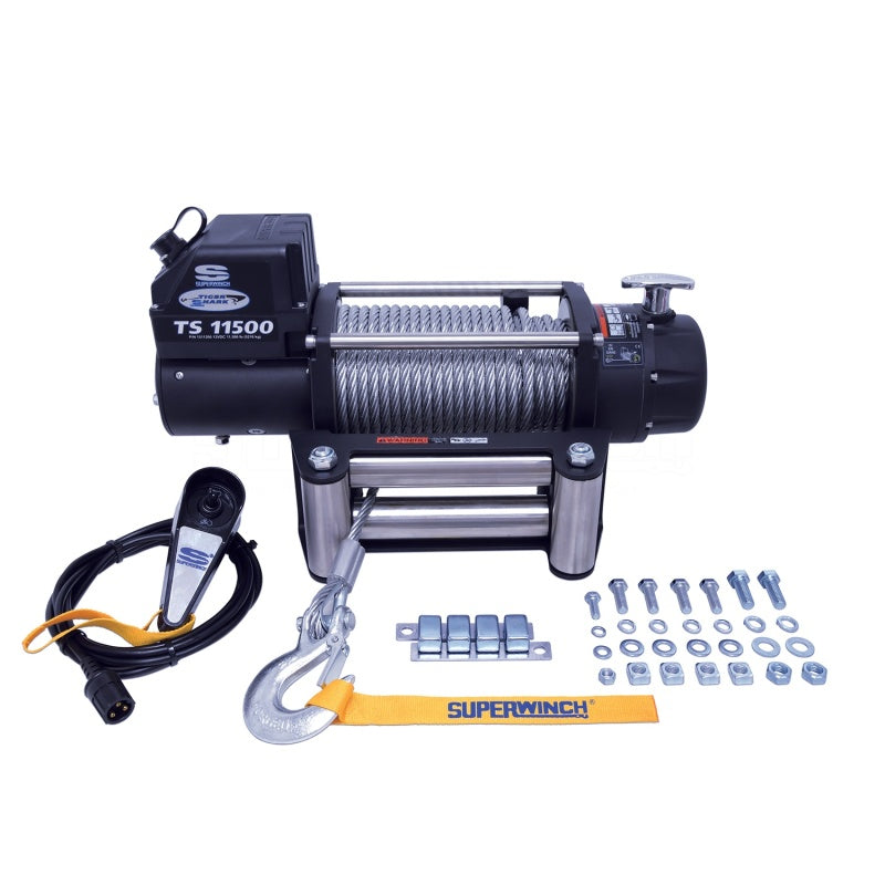 Superwinch 11500 LBS 12V DC 3/8in x 84ft Steel Rope Tiger Shark 11500 Winch-thumbmail-2