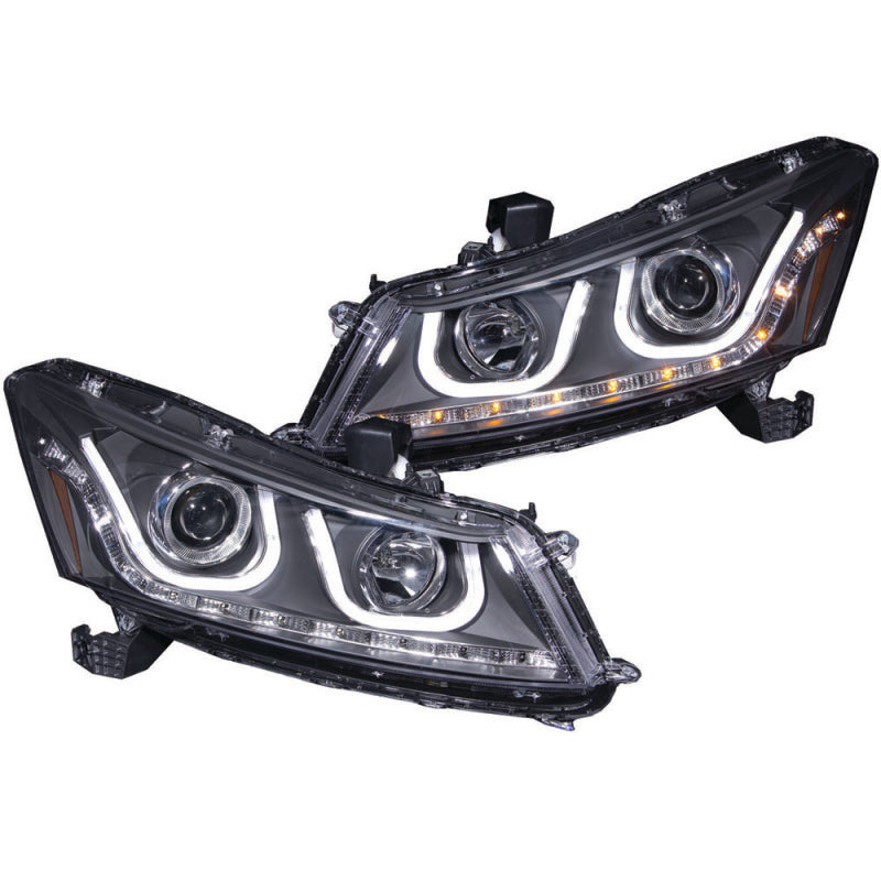 ANZO 2008-2012 Honda Accord Projector Headlights w/ U-Bar Black-thumbmail-1