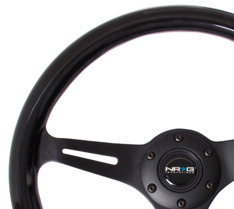 NRG Classic Wood Grain Steering Wheel (350mm) Black Paint Grip w/Black 3-Spoke Center-thumbmail-1