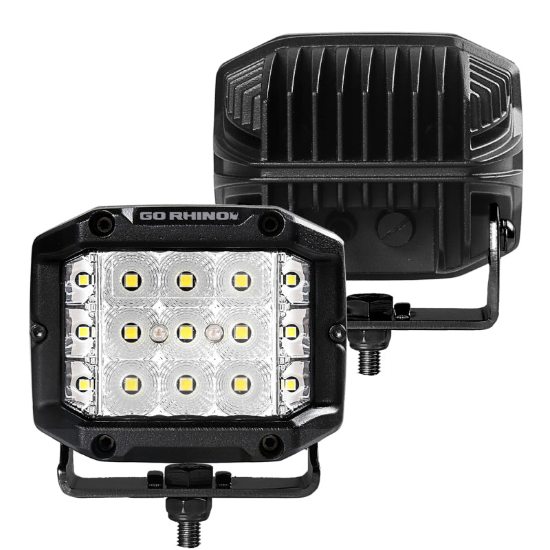 Go Rhino Xplor Bright Series Sideline Cube LED Flood Light Kit (Surface Mount) 4x3 - Blk (Pair)-thumbmail-3