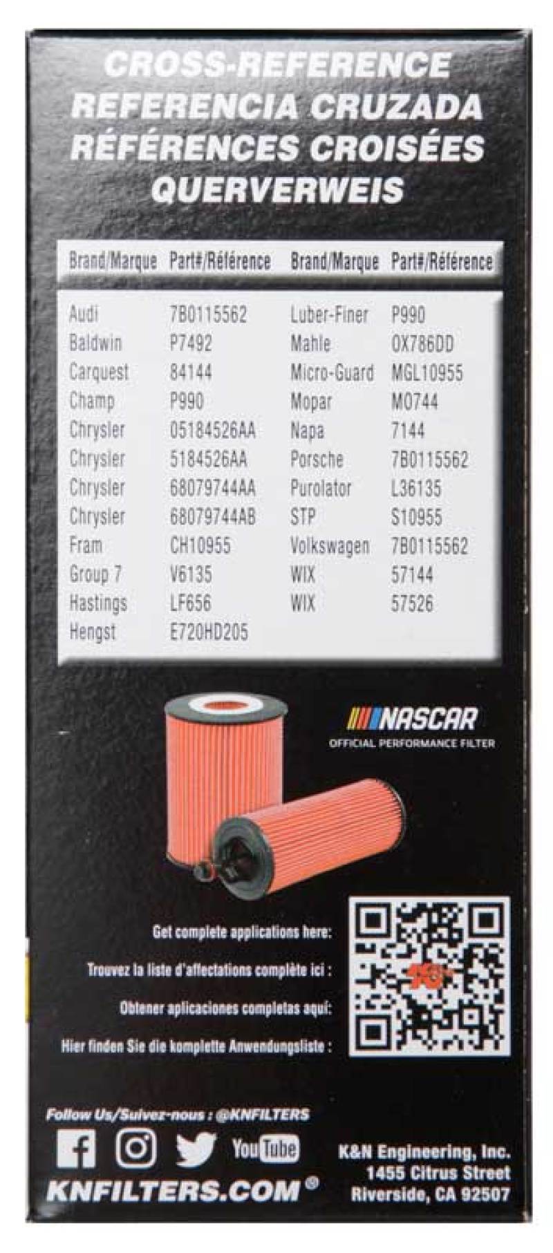 K&N Performance Oil Filter for 11-13 Chrysler 200/300 3.6L / 11-13 Dodge Durango 3.6L-thumbmail-3