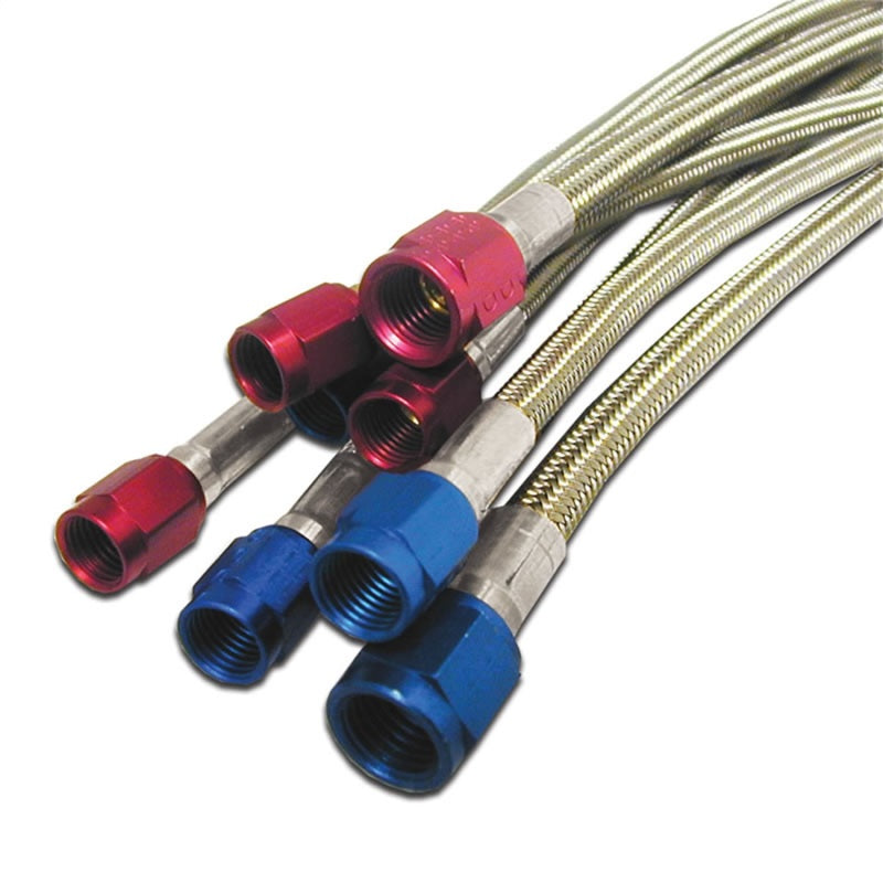 Nitrous Express 6AN 12in Stainless Steel Braided Hose - Red-thumbmail-1