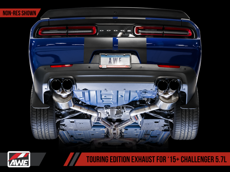 AWE Tuning 2017+ Challenger 5.7 Touring Edition Exhaust - Non-Resonated - Diamond Black Quad Tips-thumbmail-2