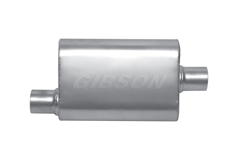 Gibson MWA Superflow Offset/Center Oval Muffler - 4x9x14in/2.25in Inlet/2.25in Outlet - Stainless-thumbmail-1