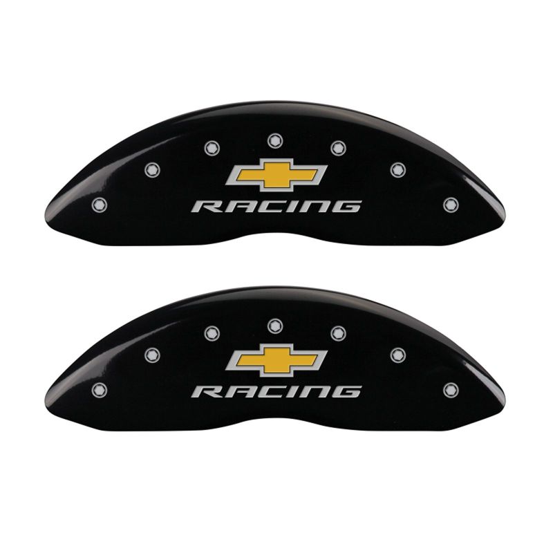 MGP 4 Caliper Covers Engraved Front & Rear Chevy racing Black finish silver ch-thumbmail-2