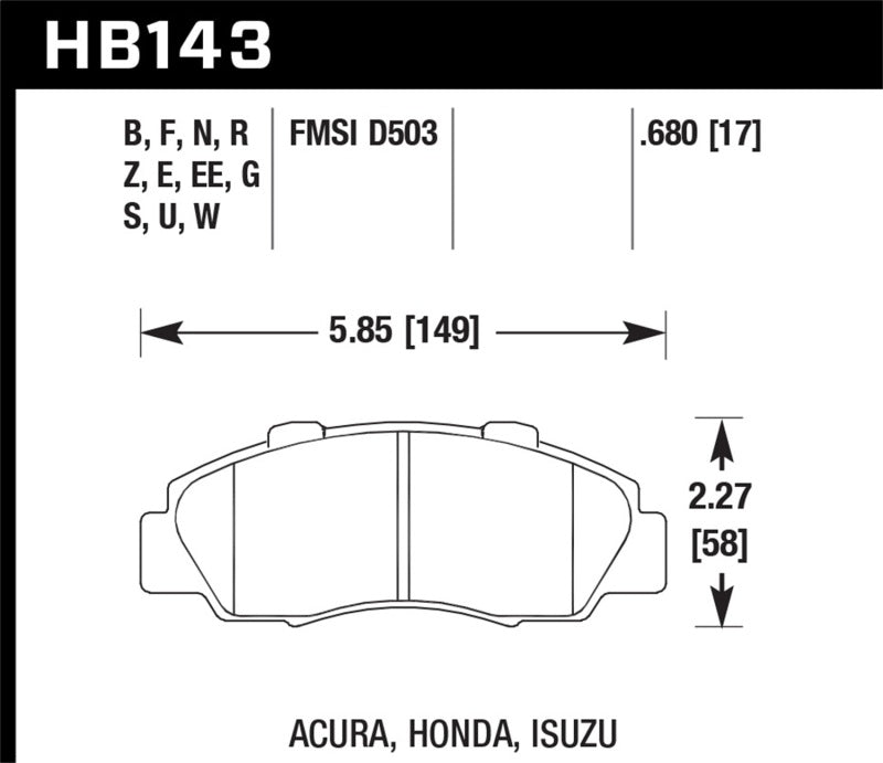 Hawk 1997-1997 Acura CL 3.0 HPS 5.0 Front Brake Pads-thumbmail-2