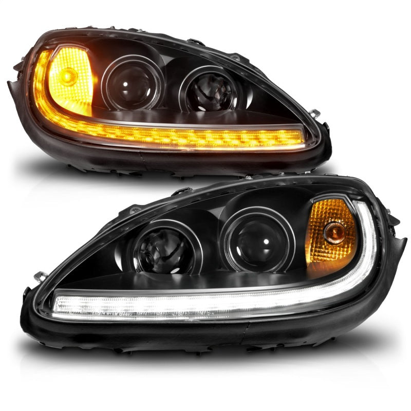 ANZO 05-13 Chevrolet Corvette Projector Headlights w/switchback & Sequential LED - Black Amber-thumbmail-2