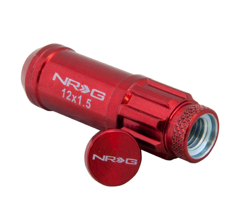 NRG 700 Series M12 X 1.5 Steel Lug Nut w/Dust Cap Cover Set 21 Pc w/Locks & Lock Socket - Red-thumbmail-2