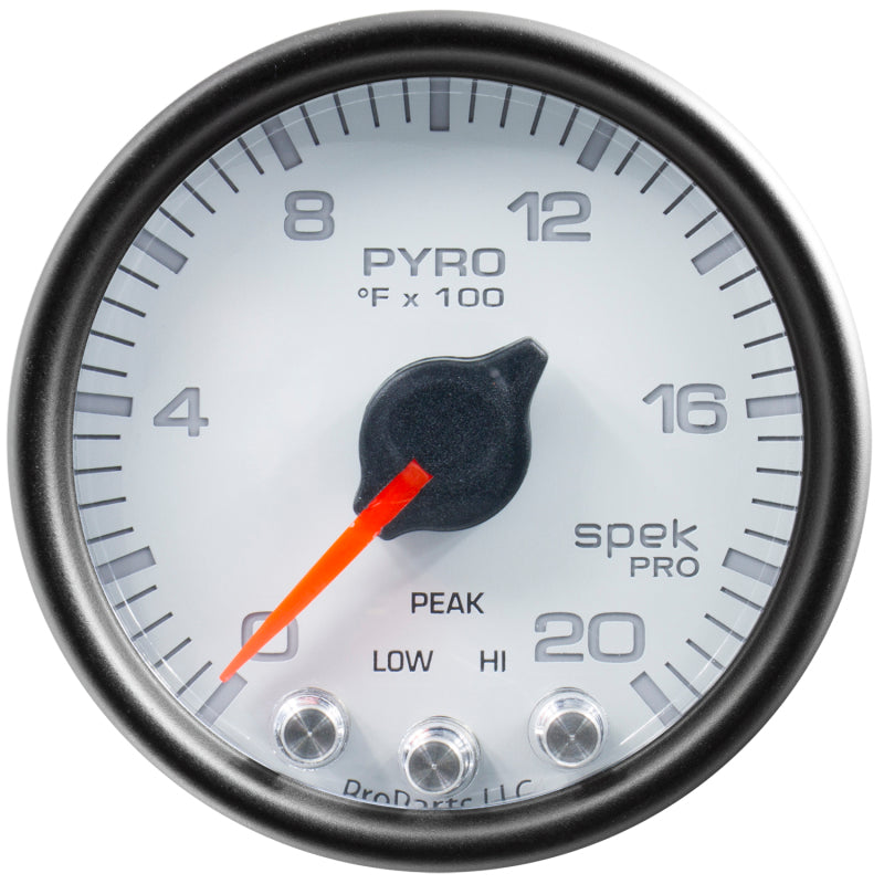 Autometer Spek-Pro Gauge Pyro. (Egt) 2 1/16in 2000f Stepper Motor W/Peak & Warn Wht/Blk-thumbmail-1