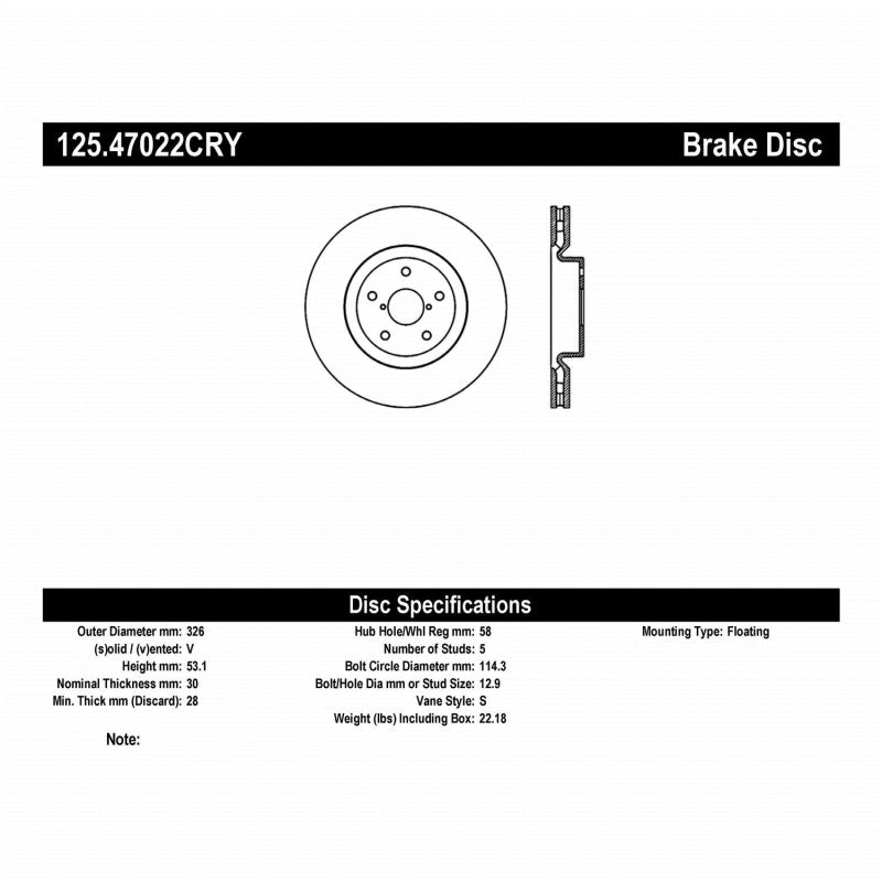 Stoptech 05-07 Subaru Impreza WRX Sti Front High Carbon CRYO-STOP Rotor-thumbmail-1