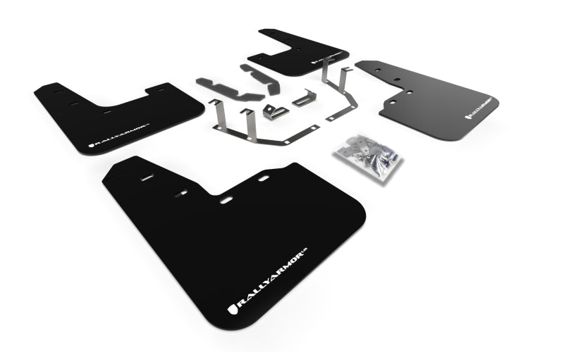 Rally Armor 18-22 Ford Fiesta ST MK8 Black UR Mud Flap w/ White Logo-thumbmail-1