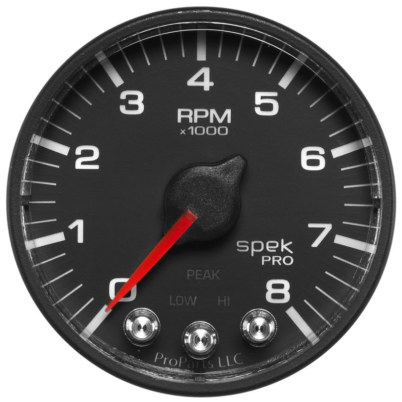 Autometer Spek-Pro Black 2 1/16 inch 8K RPM Tach w/ Shift Light and Peak Memory-thumbmail-1