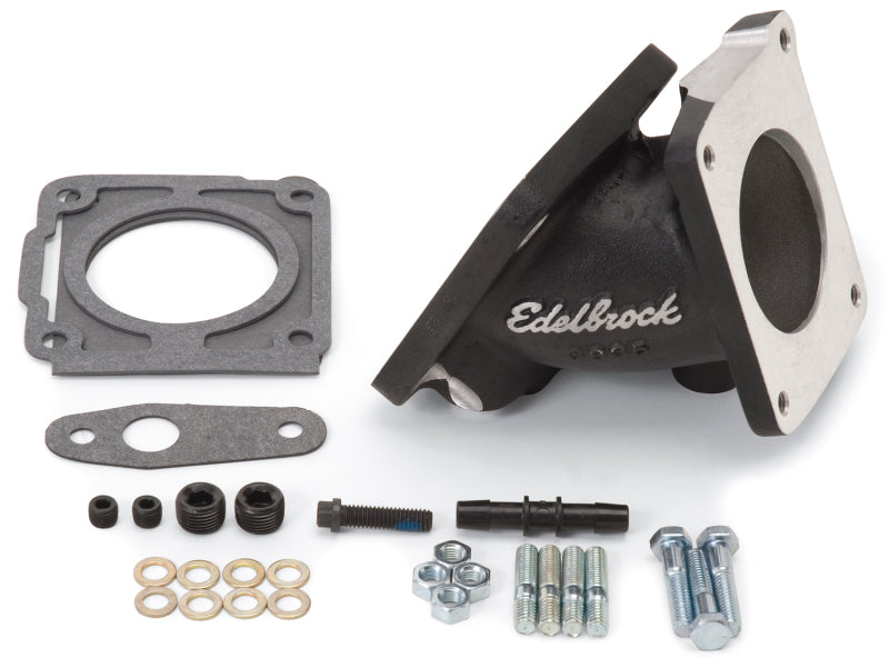 Edelbrock EFI Throttle Body Adaptor (Elbow) Ford Mustang 94-95 w/ Black Mini Texture Powder Coat-thumbmail-1