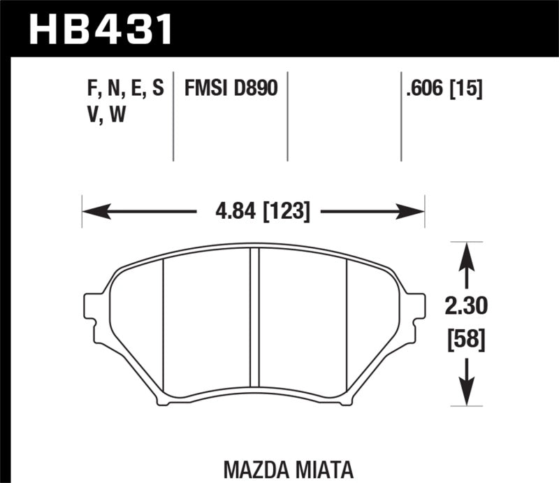 Hawk 01-05 Miata w/ Sport Suspension HPS  Street Front Brake Pads D890-thumbmail-8