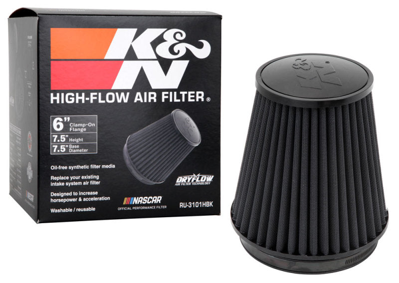 K&N Universal Rubber Filter Round Tapered 6in Flange ID x 7.5in Base OD x 5.25in Top OD x 8in Height-thumbmail-6