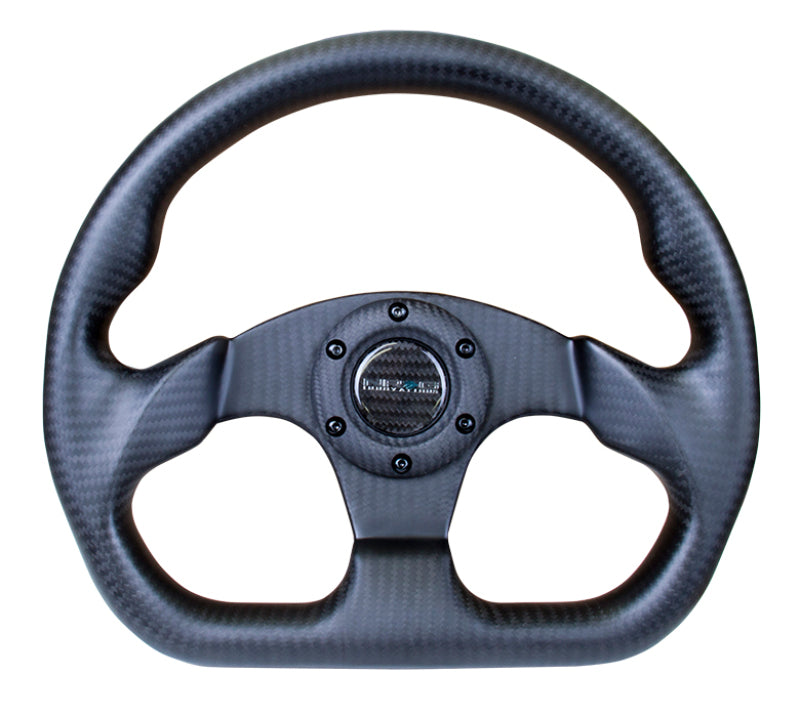 NRG Carbon Fiber Steering Wheel (320mm) Flat Bottom Matte Black Carbon-thumbmail-1