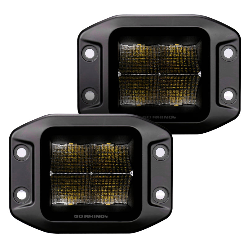 Go Rhino Xplor Blackout Series Cube LED Flood Light Kit (Flush Mount) 3x3 - Blk (Pair)-thumbmail-1